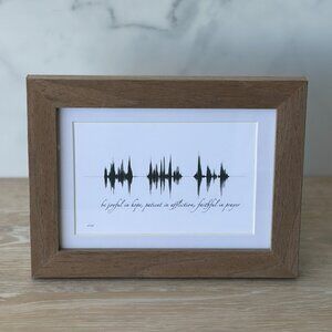 NEW Be Joyful Soundwave Framed Wall Art 5x7in Black White Christian Scripture